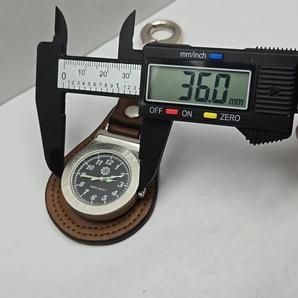 CMC Talega Golf Club Clip On Watch Bag Tag Silver Tone Brown Leather New Battery
